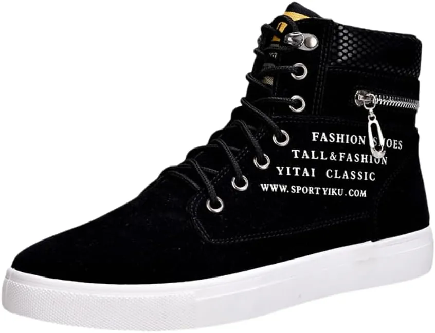 Versatile Suede Men's Boots Men's Skater Shoes- Comfort Rubber Sole and Lace-Up Closure, Seasons and Occasions