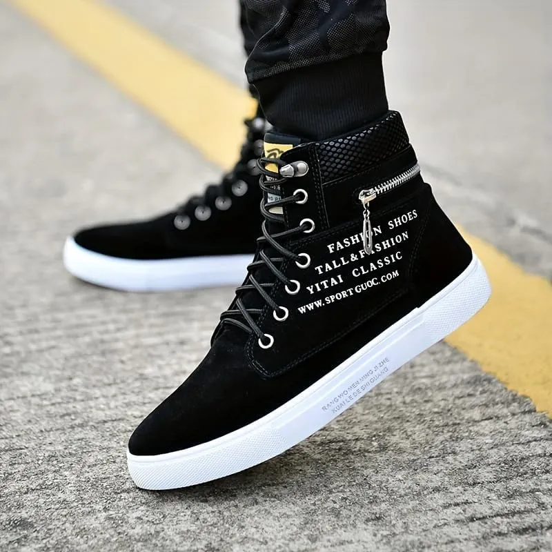 Versatile Suede Men's Boots Men's Skater Shoes- Comfort Rubber Sole and Lace-Up Closure, Seasons and Occasions