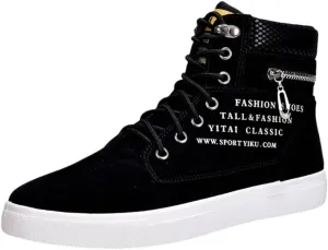 Versatile Suede Men's Boots Men's Skater Shoes- Comfort Rubber Sole and Lace-Up Closure, Seasons and Occasions