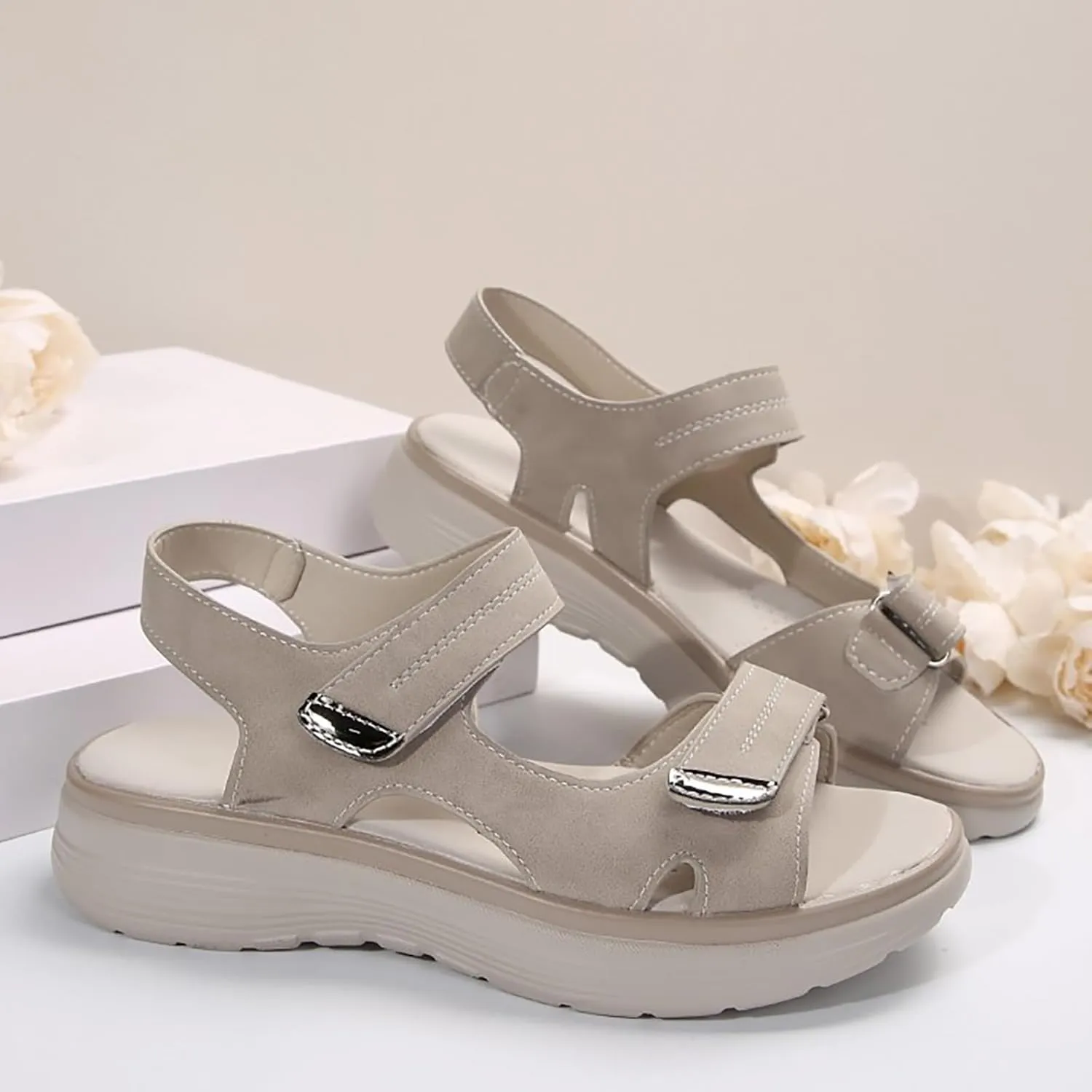 Walking Sandals Women Arch Support Dressy Summer Comfortable Orthopedic Sandals Wide Width Dress Shoes Soft Cushion Foam Wedges Comfy Recovery Hiking Sandal Best Walking Shoes for Plantar Fasciitis