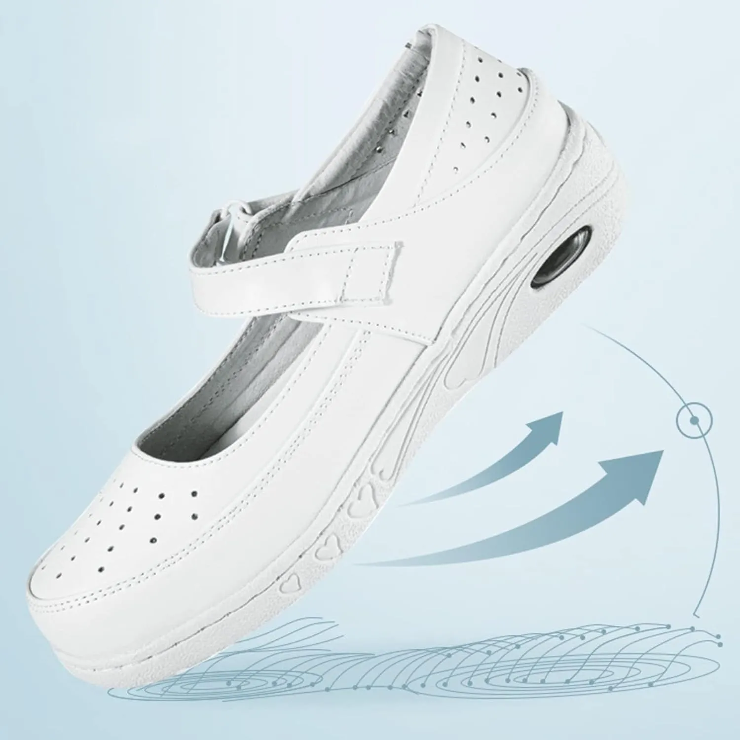 White Nursing Shoes Women,Comfortable Breathable Working Work Mary Jane Sneakers,Professional Slip Resistant Healthcare Nurse Shoes for Women,for Medical Workers,Doctors