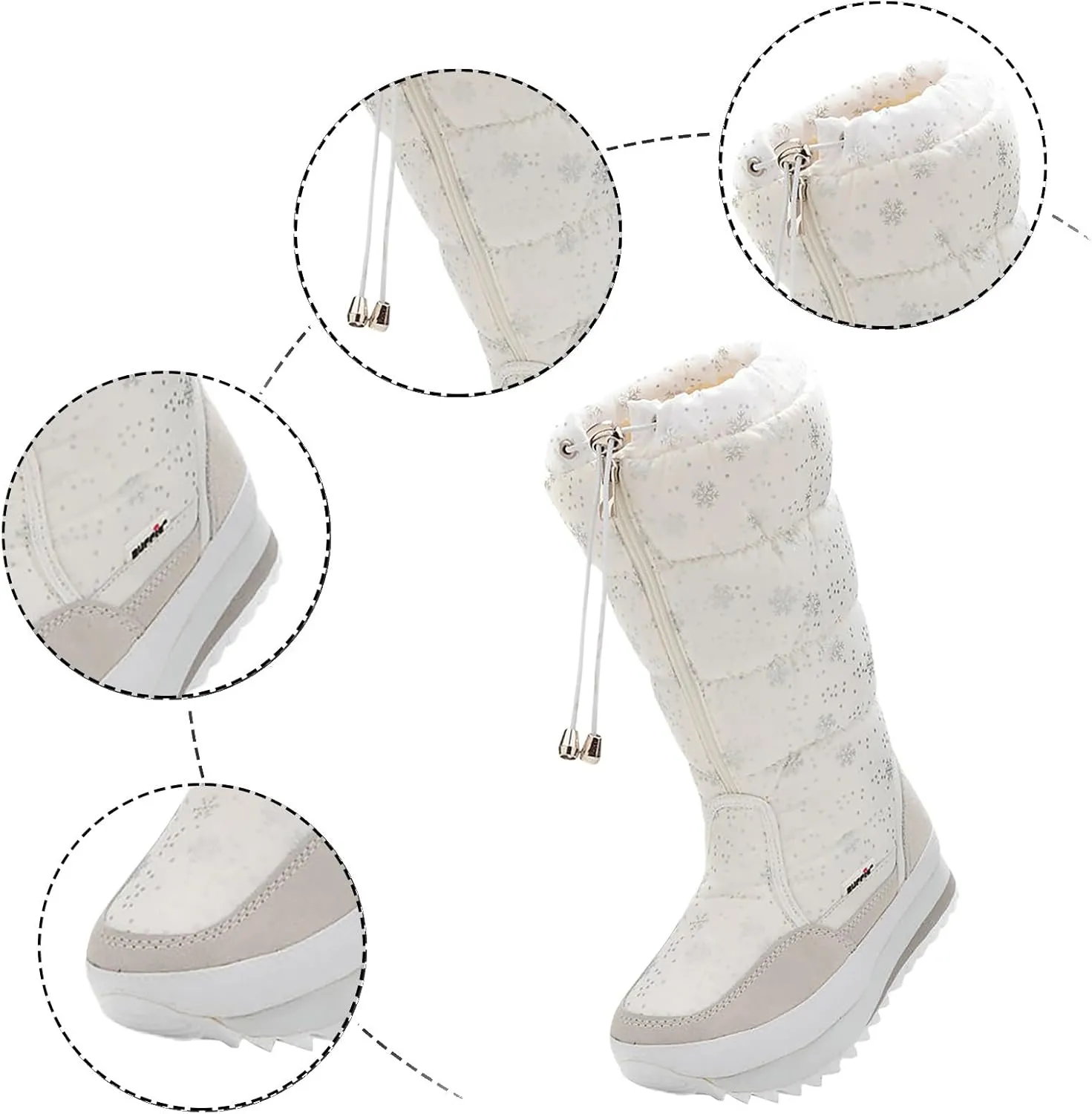 Winter Snow Boots for Women: Black Warm Fur Lined Slip on Ankle Boots Comfortable Waterproof Outdoor Shoes Fur Lined