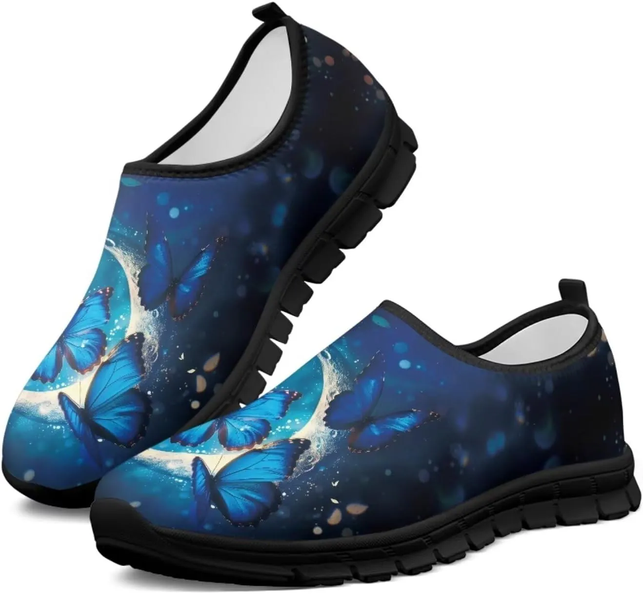 Women Butterfly Shoes Casual Slip On Walking Shoes Lightweight Breathable Athletic Running Shoes Low Top Flat Work Loafers