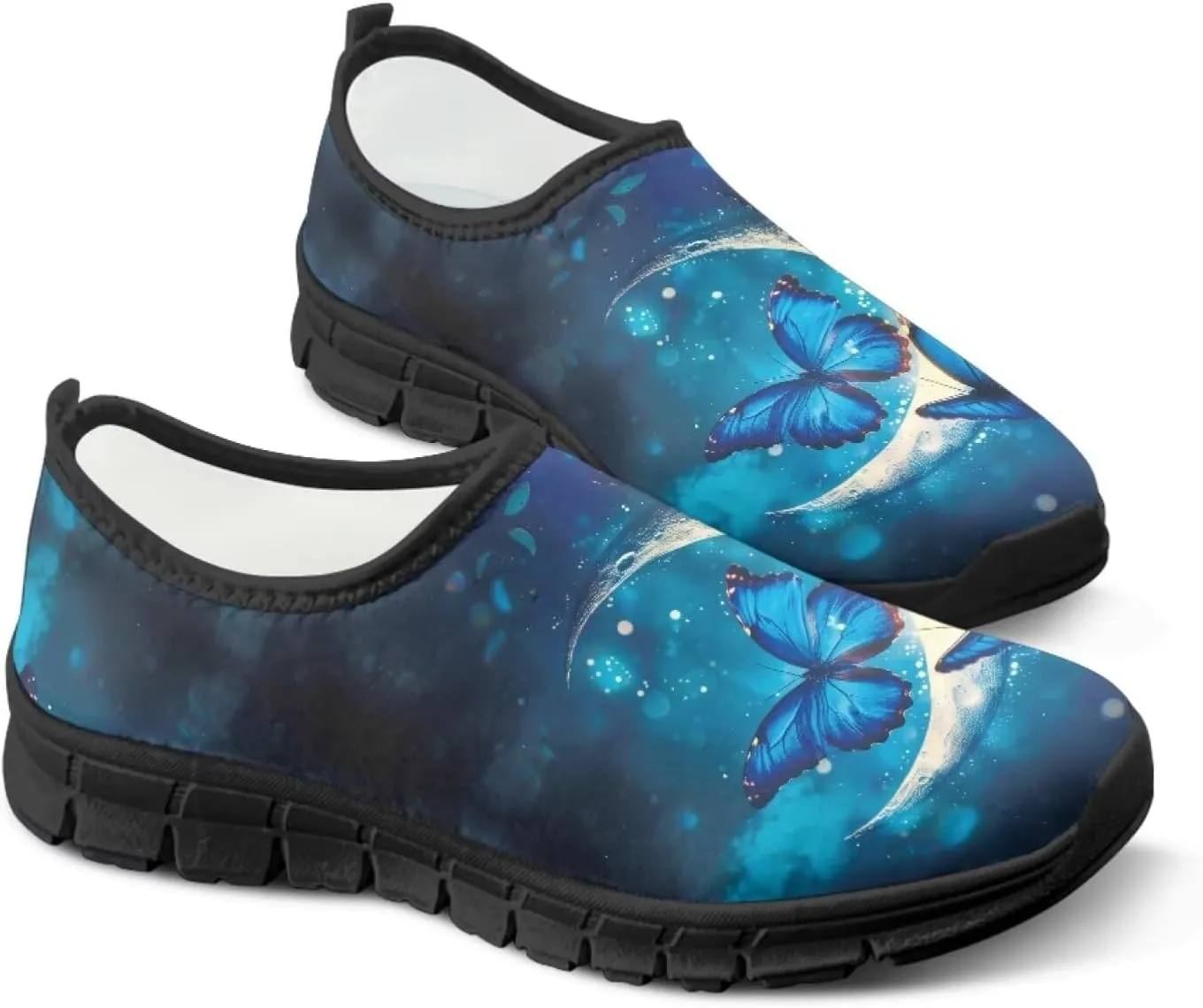 Women Butterfly Shoes Casual Slip On Walking Shoes Lightweight Breathable Athletic Running Shoes Low Top Flat Work Loafers