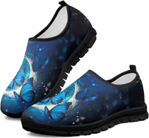 Women Butterfly Shoes Casual Slip On Walking Shoes Lightweight Breathable Athletic Running Shoes Low Top Flat Work Loafers