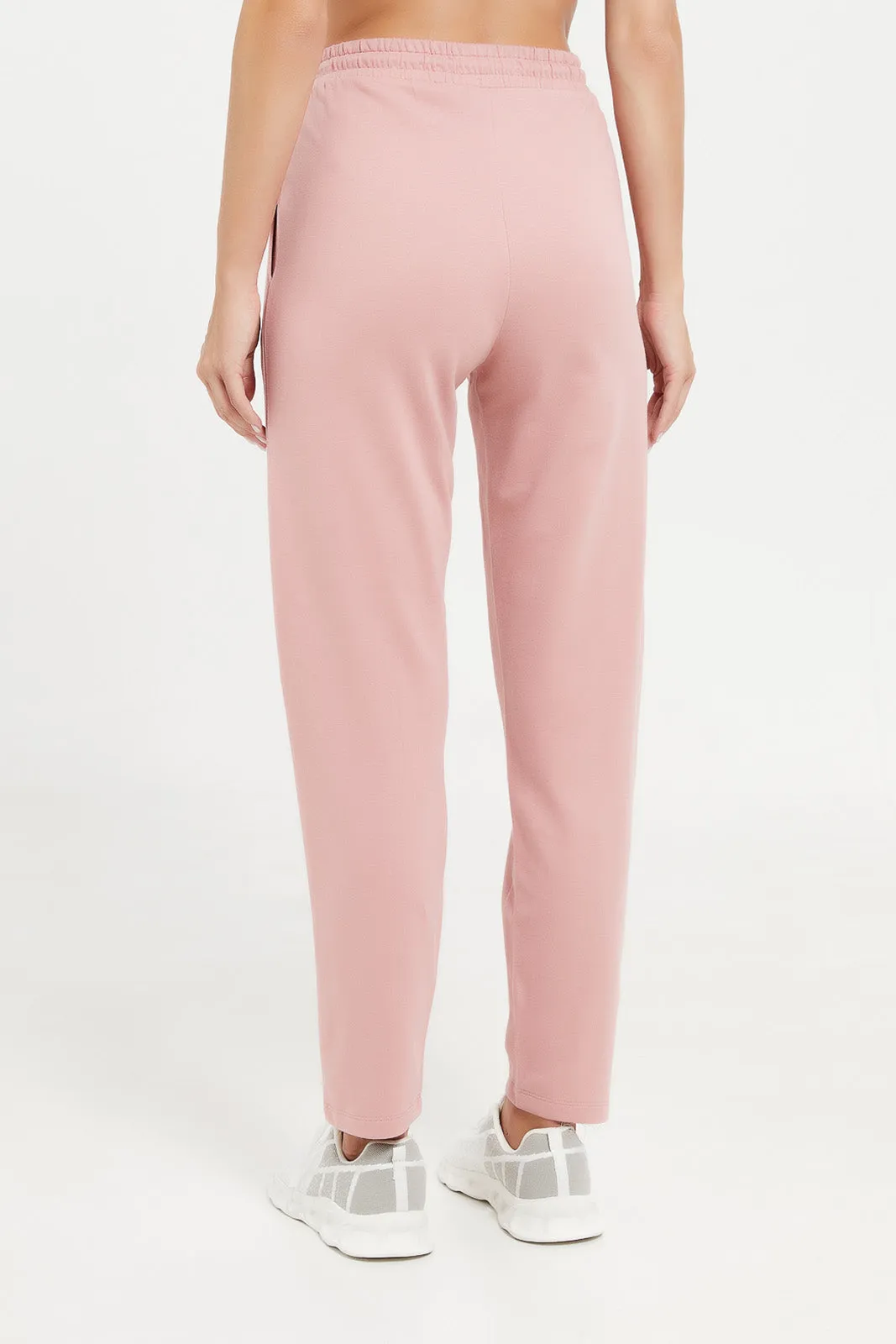 Women Pink Active Pants With Placement Print