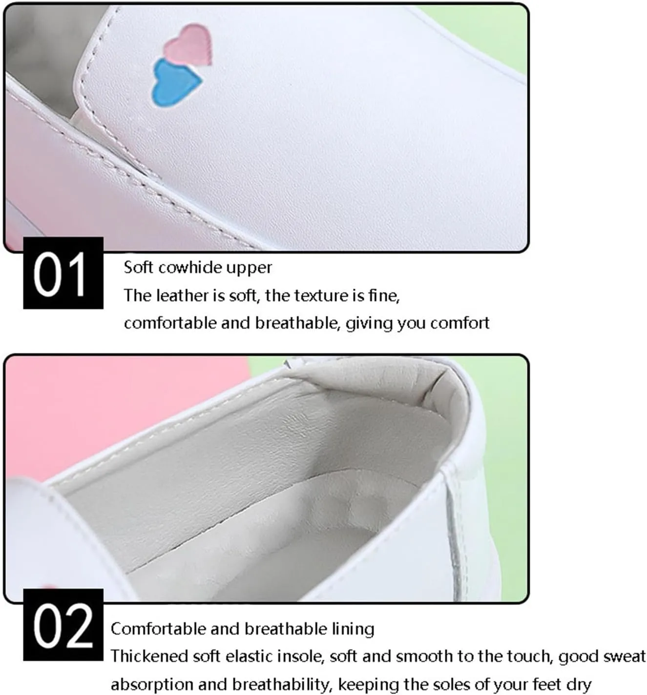 Women Slip-On Breathable Leather Air Cushion Orthopedic Nursing Shoes, Casual Comfortable Non-Slip Wide Fit Loafers, Medical Workers Service Working Footwear, with Arch Support