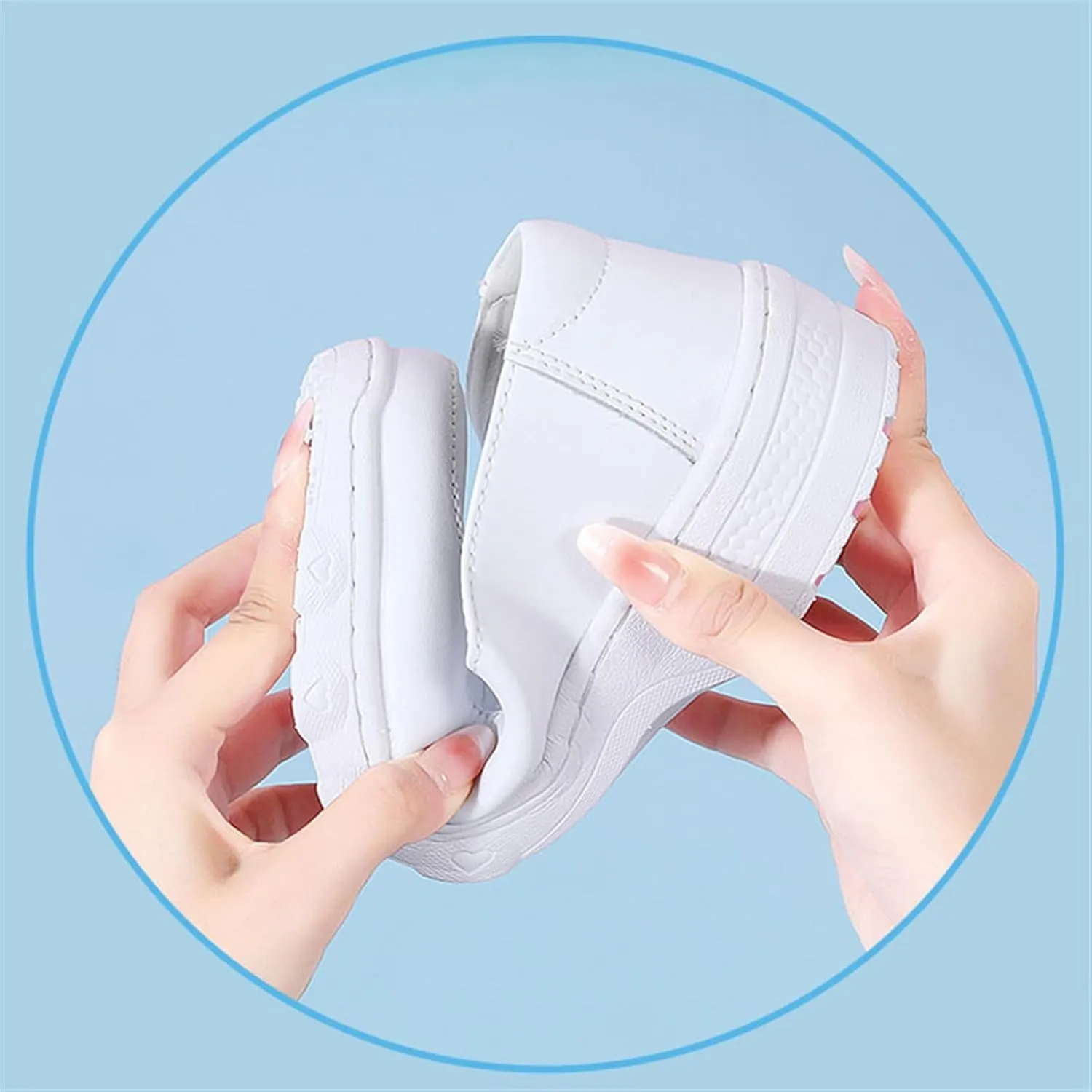 Women Slip-On Breathable Leather Air Cushion Orthopedic Nursing Shoes, Casual Comfortable Non-Slip Wide Fit Loafers, Medical Workers Service Working Footwear, with Arch Support
