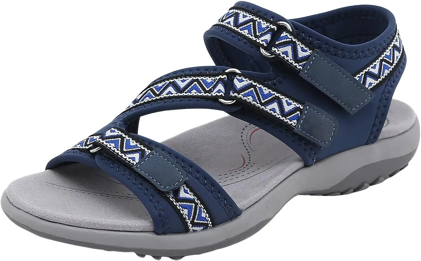Women's Hiking Sport Walking Sandals 2025 Summer Casual Fashion Comfortable Sport Sandal Lightweight Walking Soft Insole Beach Vacation Athletic Camping Footwear with Arch Support