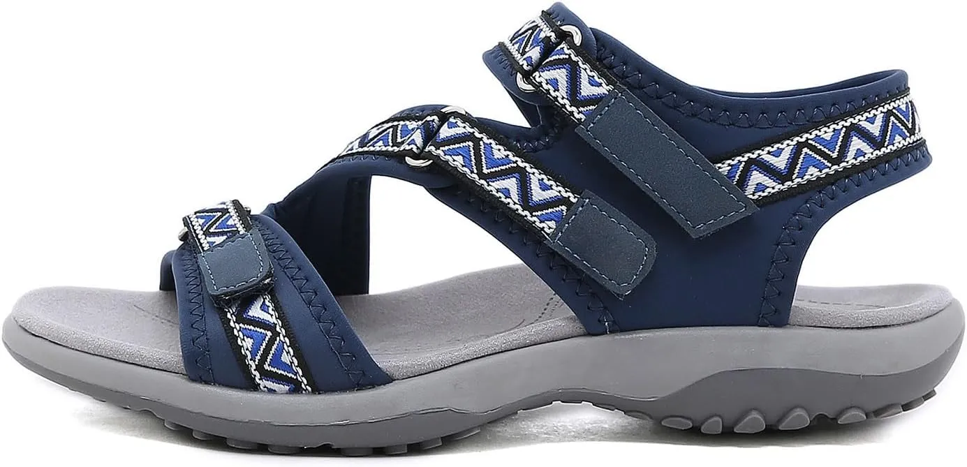 Women's Hiking Sport Walking Sandals 2025 Summer Casual Fashion Comfortable Sport Sandal Lightweight Walking Soft Insole Beach Vacation Athletic Camping Footwear with Arch Support