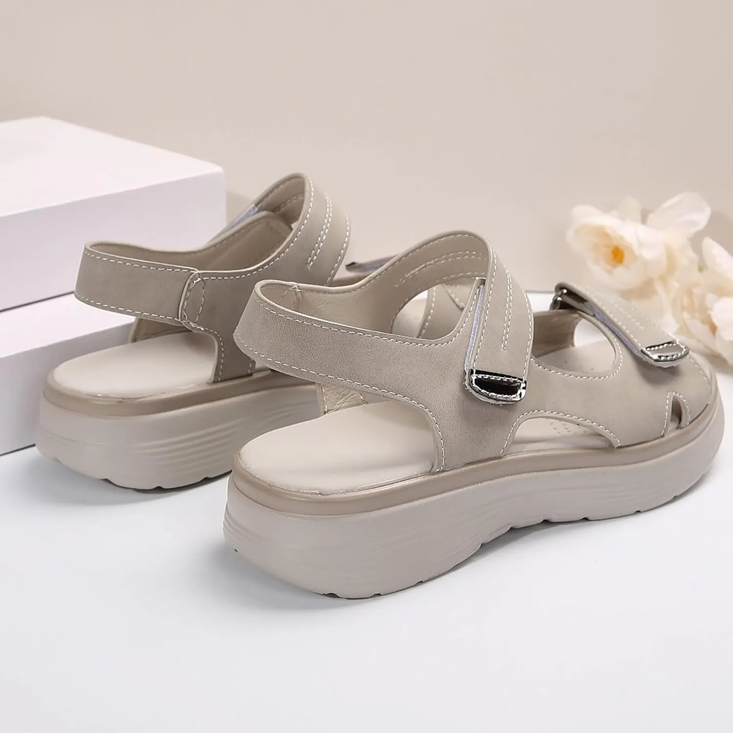 Women's Orthopedic Sandals Comfortable Walking Soft Cushion Foam Sandal Arch Support Shoes Wide Open Toe Shoes