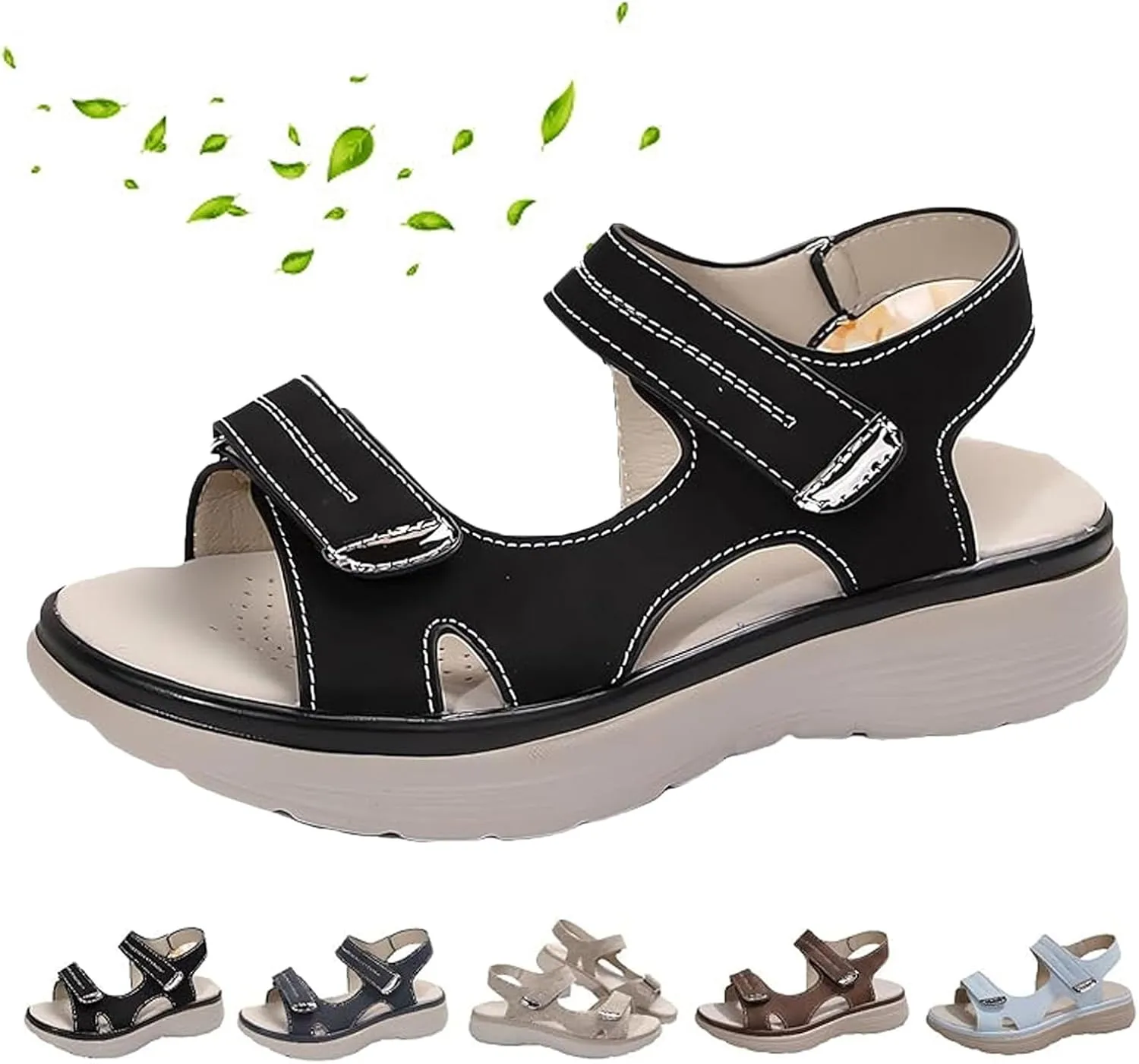 Women's Orthopedic Sport Sandals with Soft Cushion Foam Summer Comfortable Walking Sandal Dressy Arch Support Wide Fit Back Strap