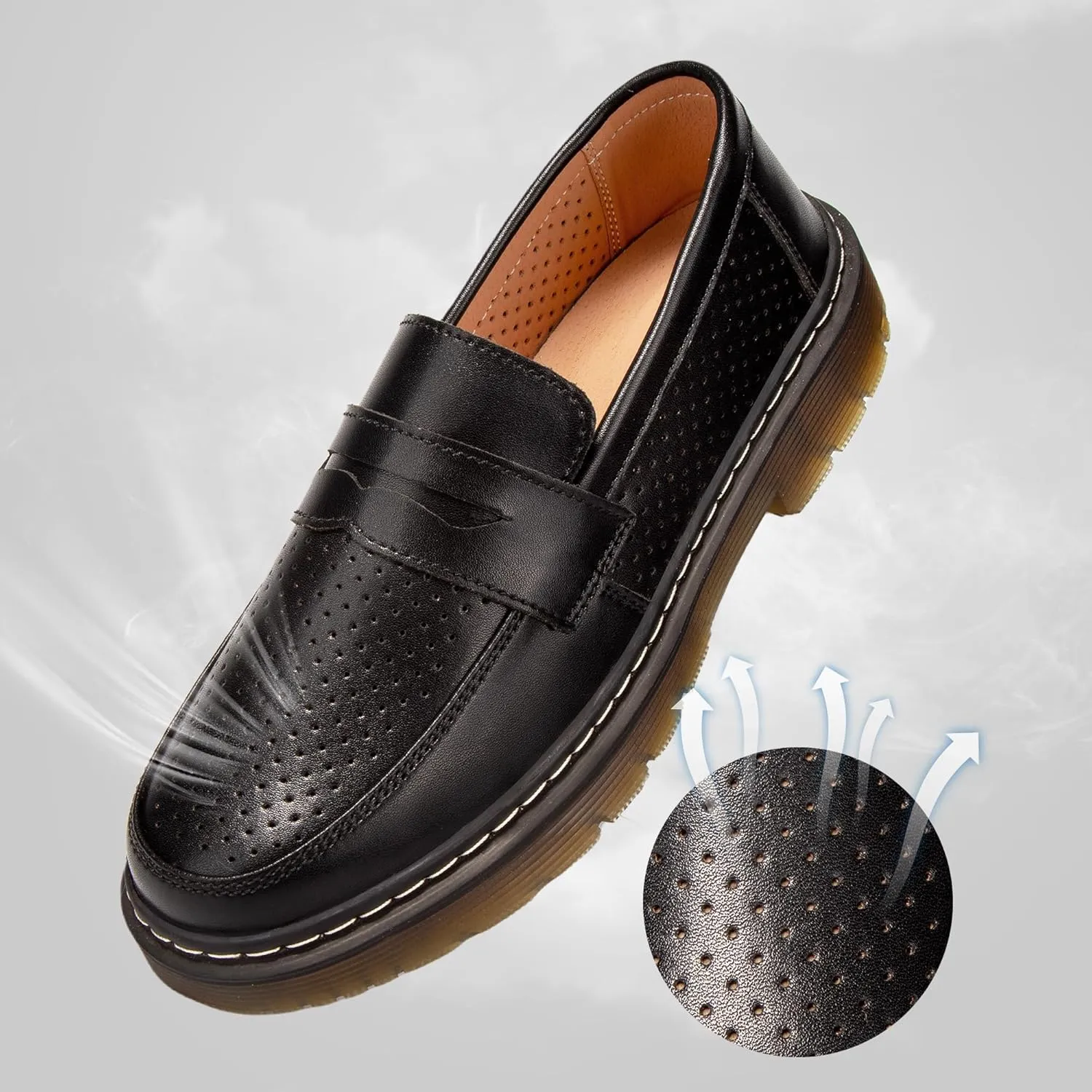Women's Penny Loafers Breathable Perforated Loafers for Women