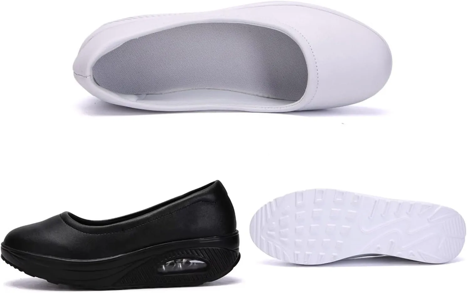 Women's Slip-On Non-Slip Platform Wedges Orthotic Leather Nursing Shoes, Comfortable Working Air Cushion Nurse Shoes, for Medical Workers, Doctors, Healthcare Providers
