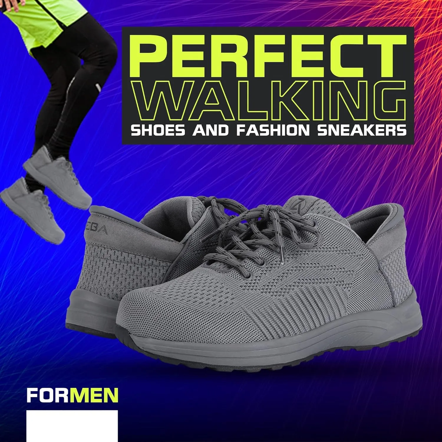 ZEBA Men's Hands Free Slip on Husky Walking Sneakers